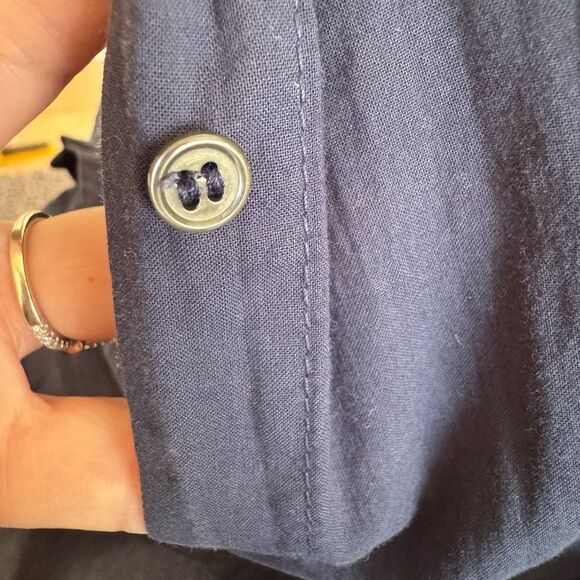 XIRENA Linnet Cotton Shirtdress Navy - Mint Condition Brown Suede Belt Sz S - Picture 11 of 12